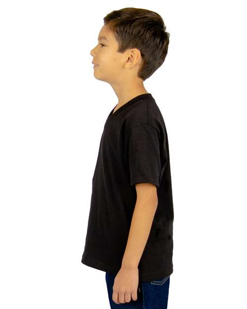 Youth V-Neck T-Shirt – On Model – Side
