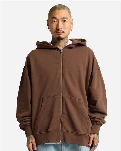 Unisex Max Heavy Fleece Garment-Dyed Double-Zip Hooded Sweatshirt