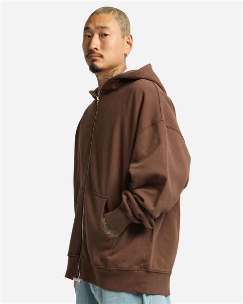 Unisex Max Heavy Fleece Garment-Dyed Double-Zip Hooded Sweatshirt