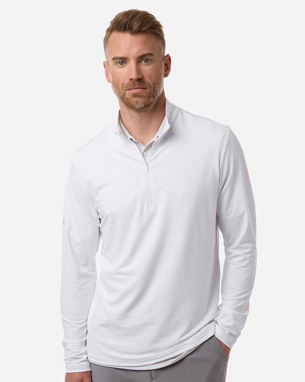 Adidas A708 - Men's Textured Stripe Quarter-Zip Pullover