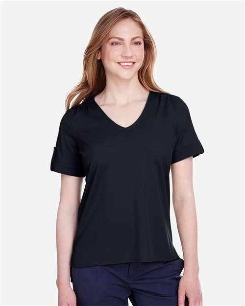 Women's CrownLux Performance® Plaited Rolled Sleeve Shirt