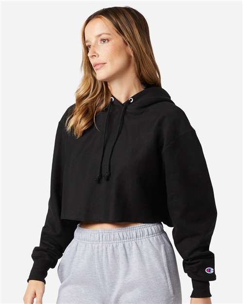 Women's Reverse Weave® Hooded Cropped Sweatshirt – On Model – Side