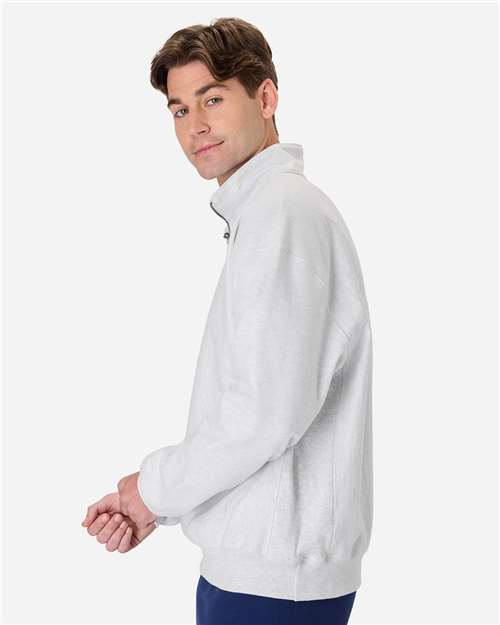 Men's Beefy® Sweats Premium Heavyweight Quarter-Zip Sweatshirt – On Model – Side