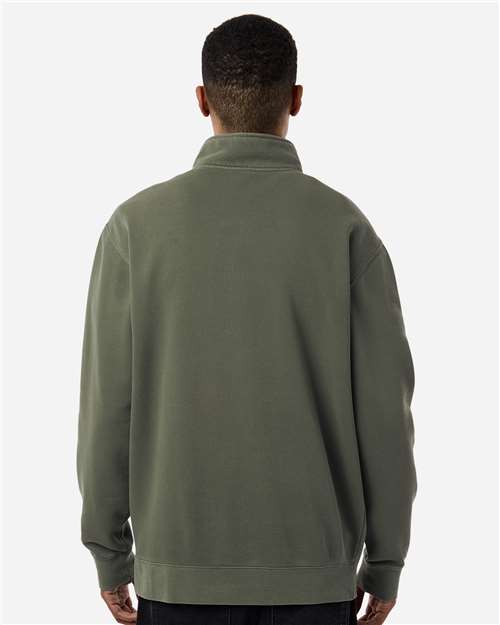 Unisex Pigment-Dyed Quarter-Zip Pullover – On Model – Back