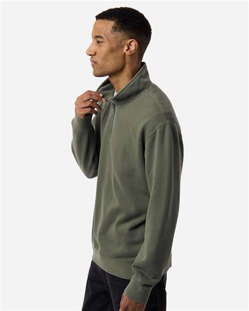 Unisex Pigment-Dyed Quarter-Zip Pullover – On Model – Side