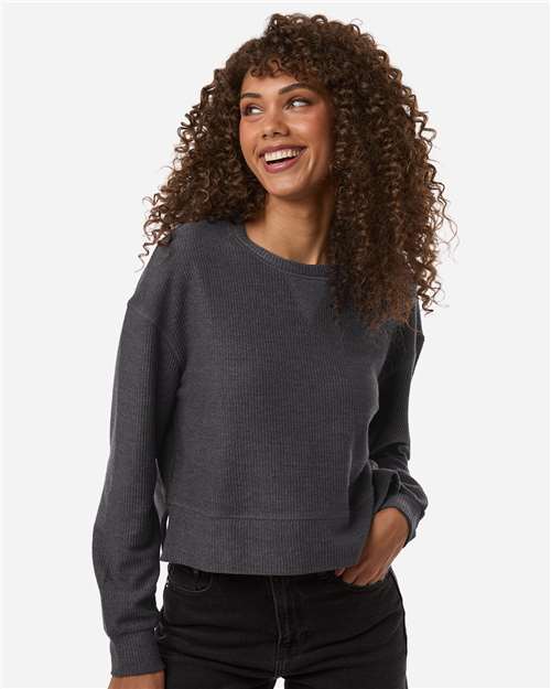 Women's Ribbed Knit Cropped Boxy Crew