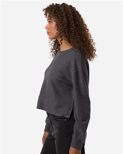 Women's Ribbed Knit Cropped Boxy Crew