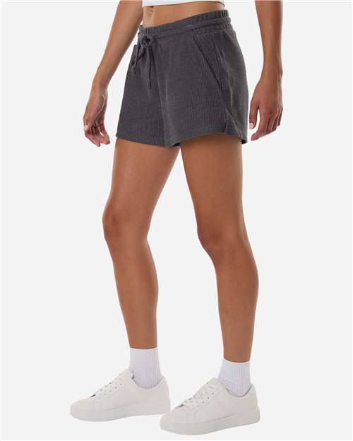 Women's Ribbed Knit Shorts – On Model – Side