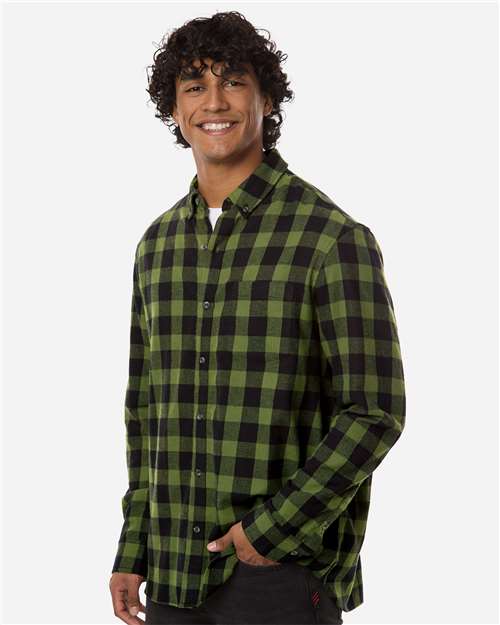 Men's Flannel Button Down Shirt – On Model – Side