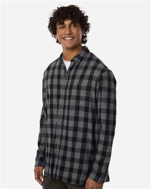 Men's Flannel Button Down Shirt – On Model – Side