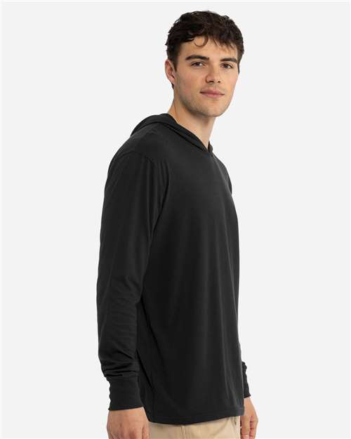 Unisex CVC Hoodie Long Sleeve T-Shirt – On Model – Side