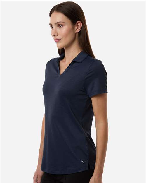 Womens Icon Heather Polo – On Model – Side