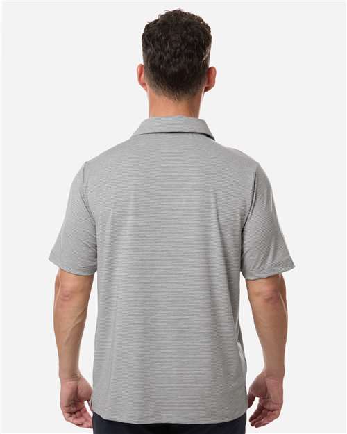 Men's Relay Heathered Stripe Polo – On Model – Back