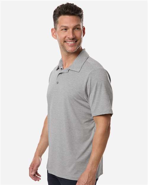 Men's Relay Heathered Stripe Polo – On Model – Side