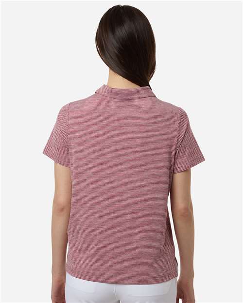 Women's Relay Heathered Stripe Polo – On Model – Back
