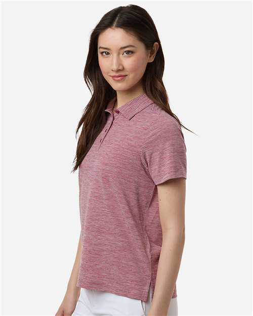Women's Relay Heathered Stripe Polo – On Model – Side