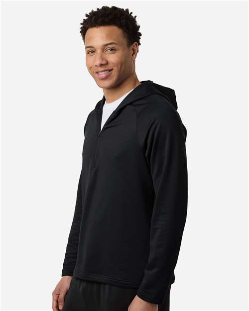 Men's Qualify Quarter-Zip Hooded Pullover – On Model – Side