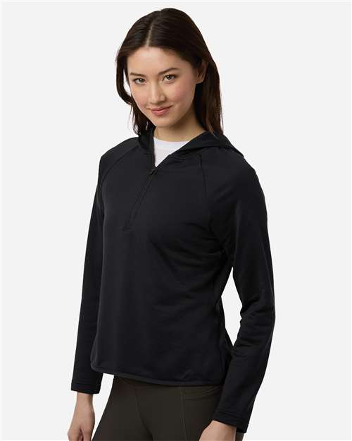 Women's Qualify Quarter-Zip Hooded Pullover – On Model – Side