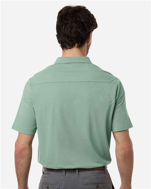 Men's Seaton Pebble Textured Polo – On Model – Back