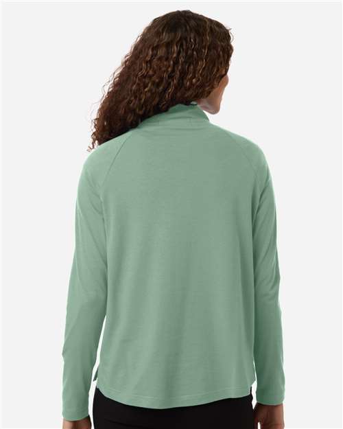 Women's Seaton Pebble Textured Quarter-Zip Pullover – On Model – Back