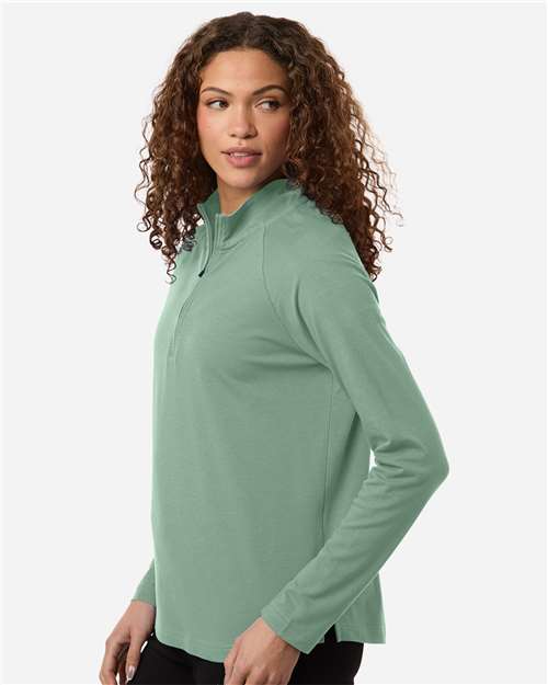 Women's Seaton Pebble Textured Quarter-Zip Pullover – On Model – Side