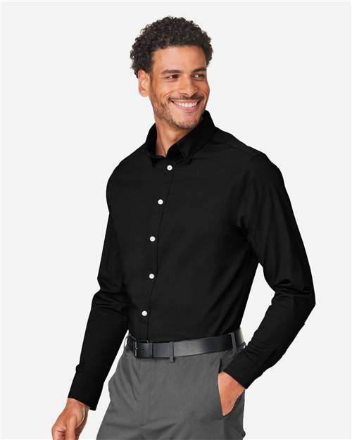 Men's CrownLux Performance® Spencer Poplin Dress Shirt – On Model – Side