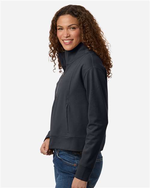 Women's Mantra Half-Zip Ottoman Pullover – On Model – Side