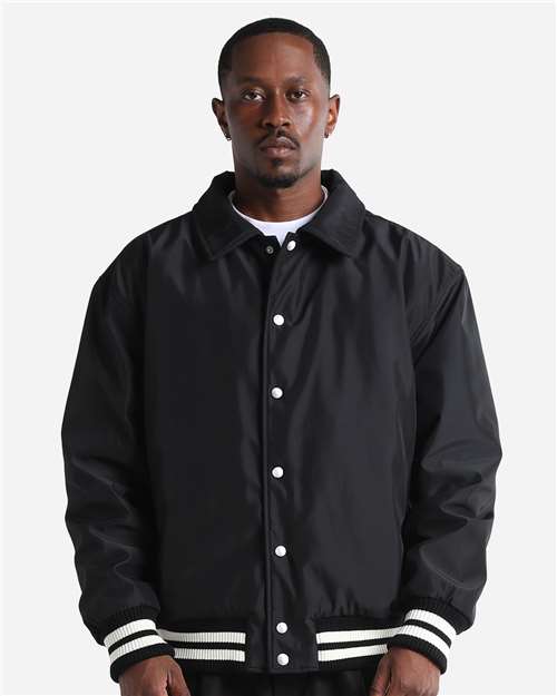 Men&#8216;s Collared Varsity Bomber Jacket-Shaka Wear