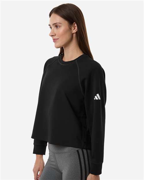 Women's Beyond Side-Snap Crewneck Sweatshirt – On Model – Side