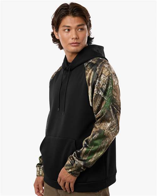 Unisex Realtree® Performance Colorblocked Hooded Sweatshirt – On Model – Side