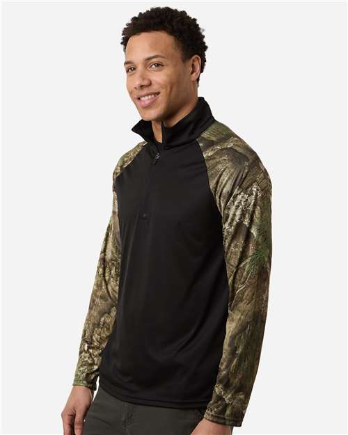 Unisex Realtree® Performance Colorblocked Quarter-Zip Pullover – On Model – Side
