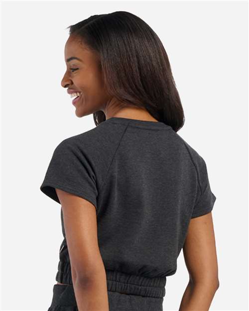 Women's French Terry Short Sleeve Cropped Crewneck Sweatshirt