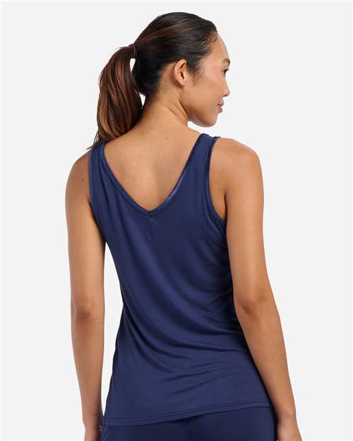 Women's Bamboo V-Neck Tank Top – On Model – Back