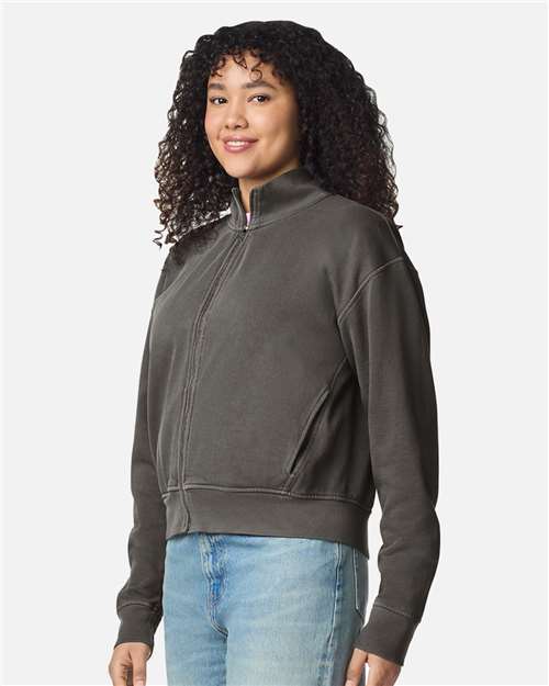 Women's Garment-Dyed Full-Zip Jacket – On Model – Side
