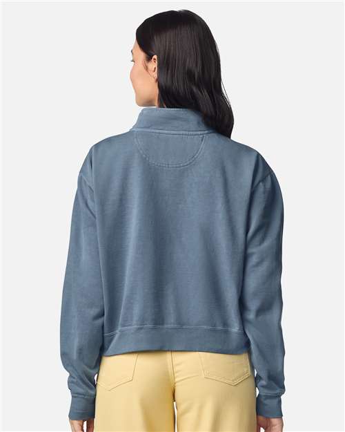 Women's Garment-Dyed Mid-Length Quarter-Zip Sweatshirt