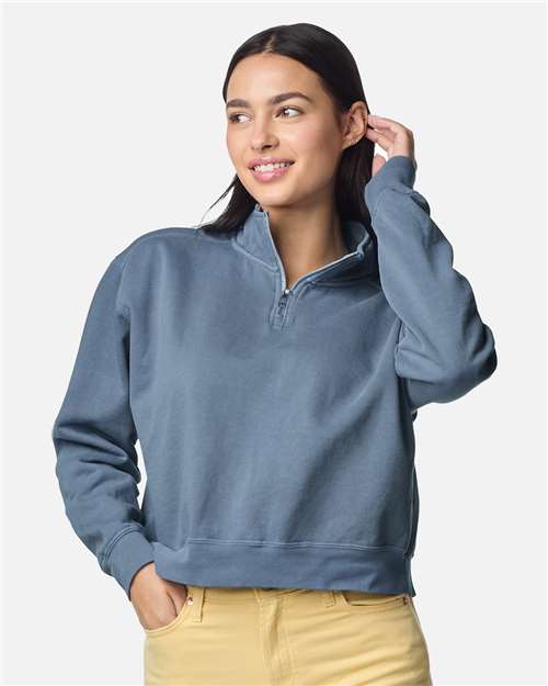 Women's Garment-Dyed Mid-Length Quarter-Zip Sweatshirt