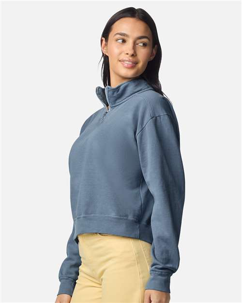 Women's Garment-Dyed Mid-Length Quarter-Zip Sweatshirt
