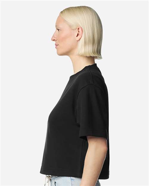 Women's French Terry Mid-Length Boxy Top – On Model – Side