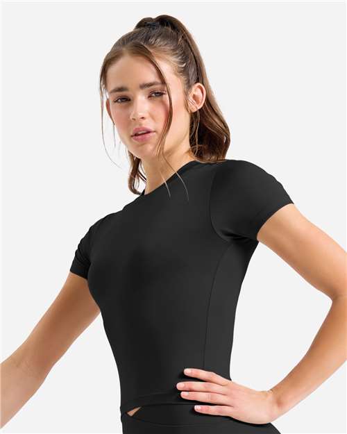 Women's Luxe Fitted Tee – On Model – Side