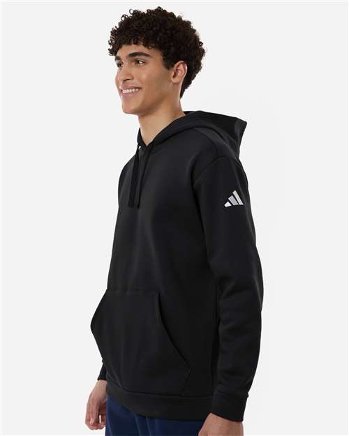 Men's Fleece Hooded Sweatshirt – On Model – Side