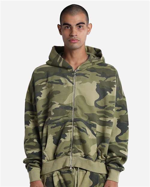 Unisex Garment-Dyed Cropped Full-Zip Hooded Sweatshirt