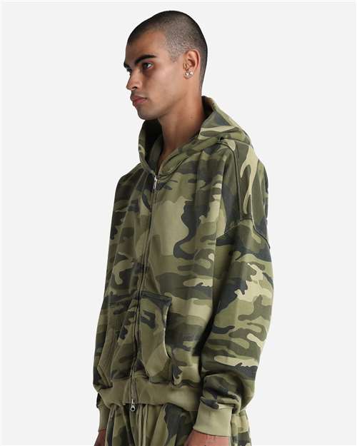 Unisex Garment-Dyed Cropped Full-Zip Hooded Sweatshirt