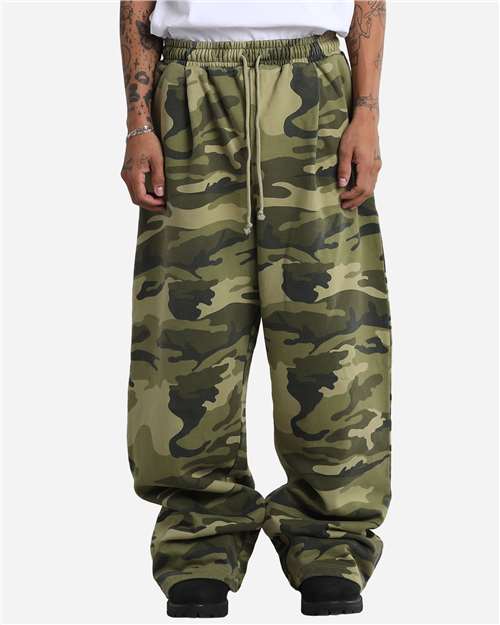 Unisex Garment-Dyed Pleated Fleece Pants