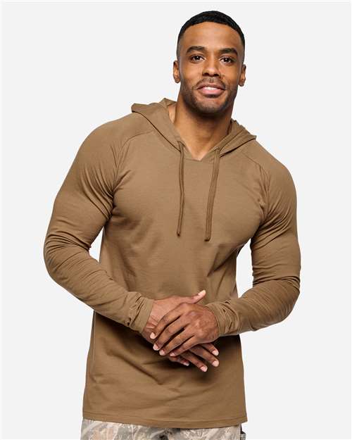 Men's Fine Jersey Hooded Long Sleeve Raglan T-Shirt
