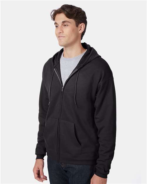 Unisex EcoSmart® Full-Zip Hooded Sweatshirt – On Model – Side