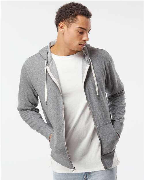 Unisex Heathered French Terry Full-Zip Hooded Sweatshirt