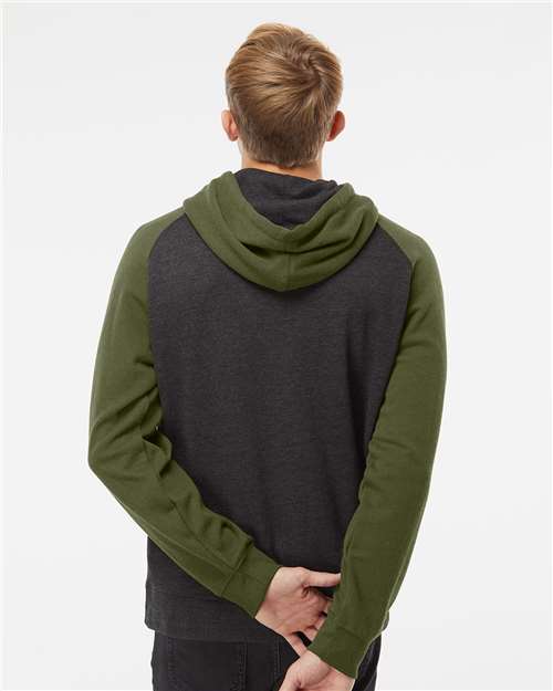 Unisex Raglan Hooded Sweatshirt – On Model – Back
