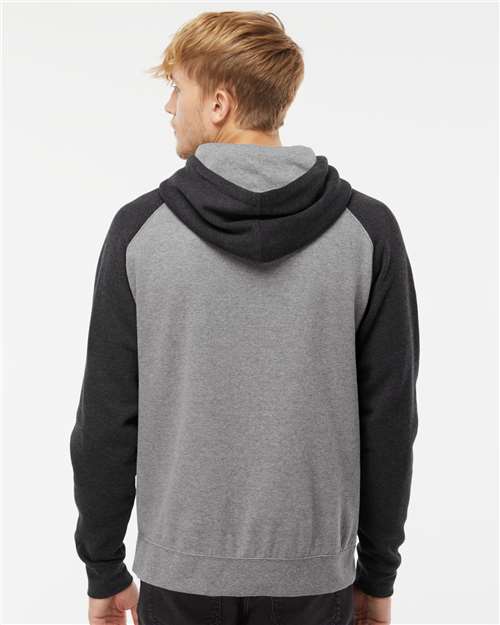 Unisex Raglan Hooded Sweatshirt – On Model – Back