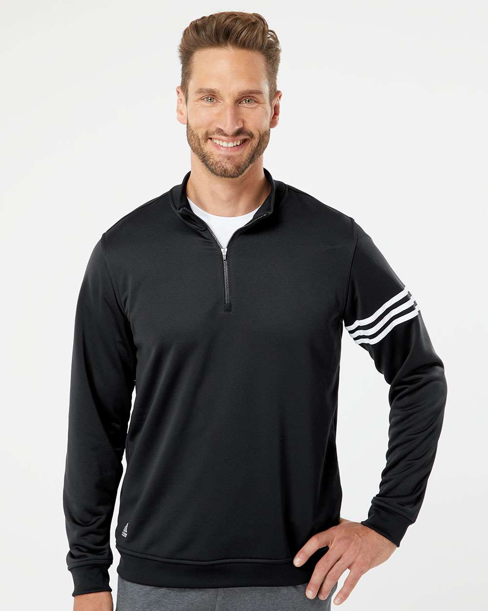 Adidas A190 - 3-Stripes French Terry Quarter-Zip Pullover