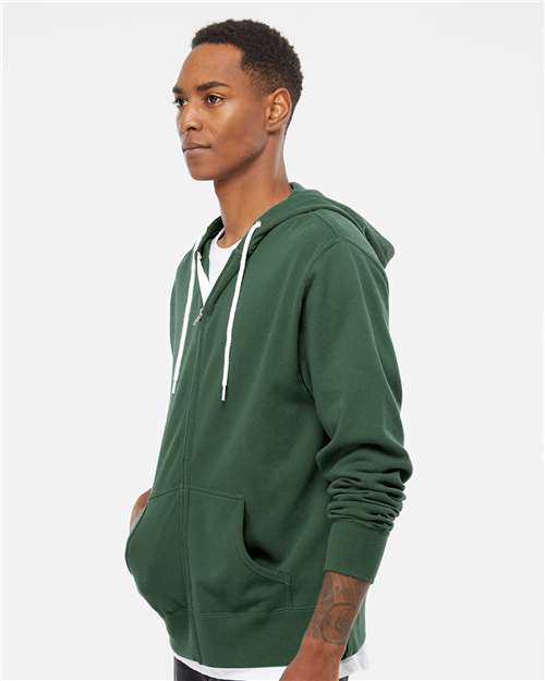 Unisex Lightweight Full-Zip Hooded Sweatshirt – On Model – Side